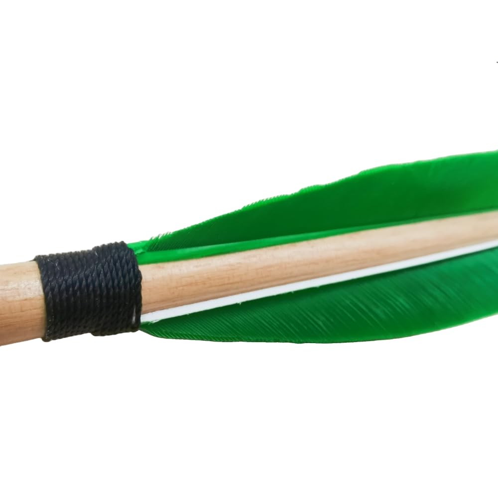 PG1ARCHERY 32INCH Archery Wooden Arrows Practice Target Arrows for Longbow Recurve Bow (Pack of 12)