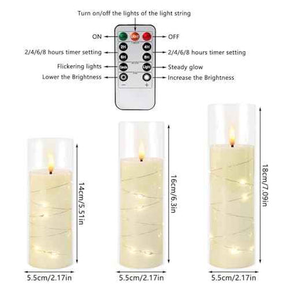 24-Piece Ivory Flameless LED Candles with Flicker Effect, Remote & Timer. Embedded Starry Lights, Battery-Powered. Safe, Elegant for Cozy Romantic Home Decor.