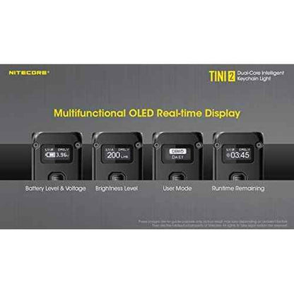 NITECORE TINI 2 Dual LED Rechargeable Keychain Light - 500 Lumen (Black)