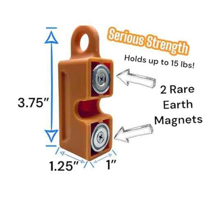 Reusable Cord holder, Versatile Rare Earth Magnetic cord organizer multi tool for appliance moving/repair use by electricians, technicians and movers. With carabiner included (black,orange