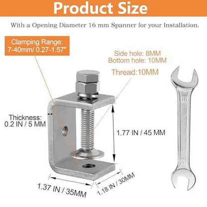 304 Stainless Steel C Clamp,1 1/2 Inch Tiger Clamp Woodworking Clamp Heavy Duty C Clamps for Woodworking, Welding and Construction,Features Stable Wide Jaws and Protective Pads(2 Pcs)