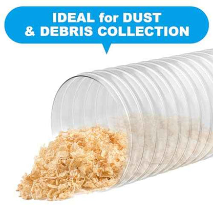 2 1/2" x 20' Heavy PVC Dust Collection Hose,Flexible Clear Debris and Fume Collection Hose with Stainless Steel Hose Clamps for Dust Collectors with 2 1/2" Ports, Ideal for Shop Vacuums