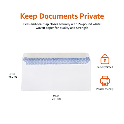 Amazon Basics #10 Security-Tinted Self-Seal Business Envelopes for Documents, Privacy, Home & Office, White, 500-Pack