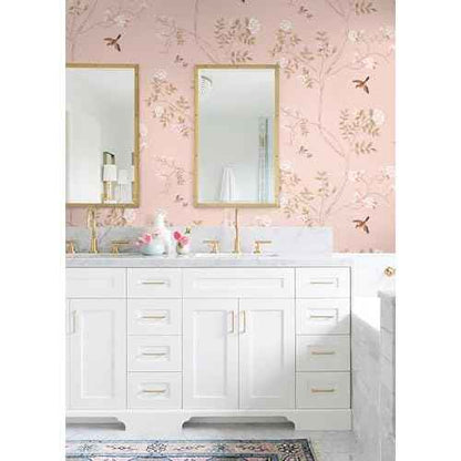 Hopepak Pink Peel and Stick Wallpaper Floral Contact Paper Self Adhesive Removable Wall Paper for Bedroom Bathroom Nursery Decor 15.3''x78.7''
