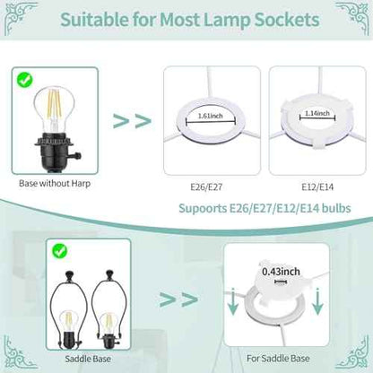 Drum Lamp Shades Set of 2, 13x13x10in Fabric Lamp Shade, Lampshade with Floral and Bird Print, Lamp Shades for Table Lamps, Support Spider and E26 Base