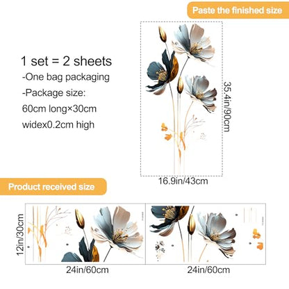 New Chinese Style Relief Lotus Wall Decal 3D Floral Wall Sticker DIY Removable Peel and Stick Wall Art Mural for Living Room Bedroom Porch Sofa Background Board Furniture Decoration