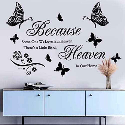 Wall Stickers Quotes Saying Wall Decals Because Someone We Love is in Heaven Decal Peel and Stick Lettering Words Wall Art Decals Vinyl Inspirational Religious Wall Sticker for Home Family Room Decor.