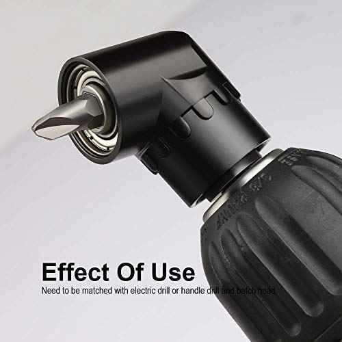HOOOWOOO 105 Degree Right Steel Angle Driver Angle Extension Power Screwdriver drill with 1/4 Drive Hex Bit Quick Magnetic Drill Bit Angled bit Power Drill Tool,Multifunction Right Angle Drill