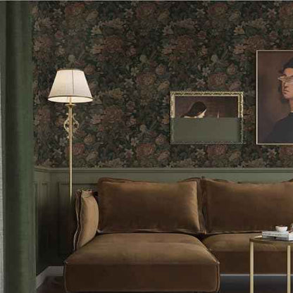 Dimoon Vintage Wallpaper Peel and Stick Dark Green Floral Wallpaper 16.1"x393"Flower Leaf Contact Paper for Bedroom Thicken Waterproof Self Adhesive Wall Paper Removable Shelf Liner Vinyl Roll