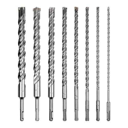 8-Pieces SDS-Plus Rotary Hammer Drill Bit Set, Carbide Tip 4-Cutter for Brick,Stone & Concrete