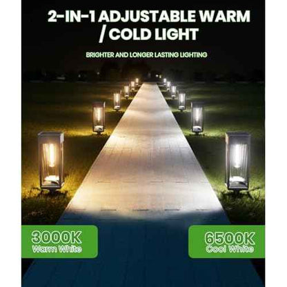 Solar Pathway Lights 2-in-1 Warm&Cool, 8 Pack Bright Solar Lights Outdoor Waterproof IP65, Auto On/Off, Long Lasting Outdoor Light for Yard Patio Garden Decor Landscape Lighting