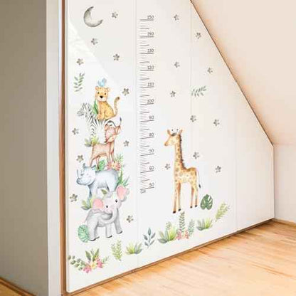 Giraffe & Elephant Kids Height Wall Chart£¬Cute African Animal Height Stickers, Children's Room Wall Stickers, Growth Chart for Wall, Peel & Stick Nursery Wall Decals for Baby Bedroom.