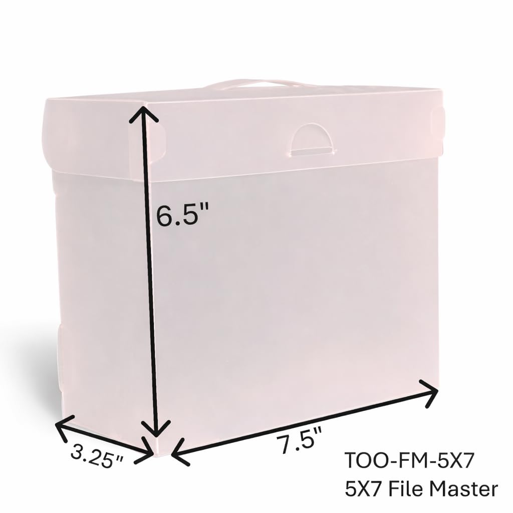 The Organized Option 5x7 File Master, Storage Box with 5 Flip Flap Tabbed Divider Pockets for Photos, Cards and Craft Supplies