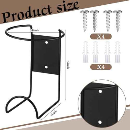 4 Pcs Spray Bottle Holder Wall Mount Heavy Duty Spray Bottle Rack Stainless Steel Storage Rack Garage Can Organizer Craft with Hardware (Black)