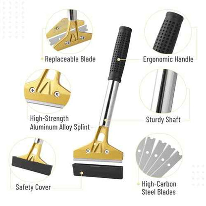 Bates- Razor Blade Scraper Tool, 4 Inch, Floor Razor Scraper Tool with 20 Extra Carbon Steel Blades and a Pair of Safety Gloves