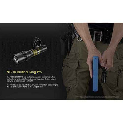 Nitecore NTR10 Tactical Clip-on Ring for Nitcore CI7, New P12, New P12R, P22R and i4000R, Black