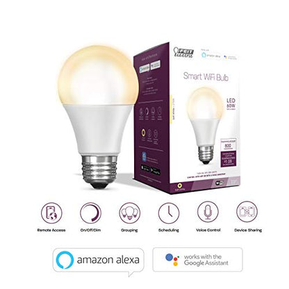 Feit Electric Smart Light Bulbs with RGB Color Changing and Tunable White, 2.4Ghz WiFi Light Bulbs, No Hub Needed, Works with Alexa and Google, Dimmable 60 Watt = LED 9W, OM60/RGBW/CA/AG/3, 3 Pack