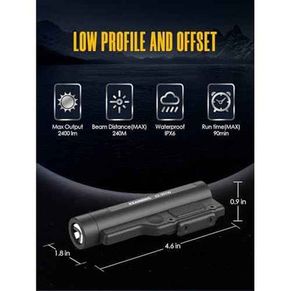 Mlok/Picatinny Weapon Light for Rifle/Shotgun, 2400 Lumen Tactical Flashlight with Strobe/Momentary Modes