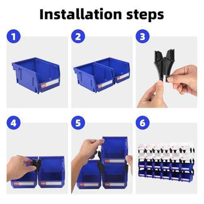 Stackable Storage Bins 24 Pack (5x4x3 Inch), Plastic Stackable Storage Organizer Bins Wall Mounted Hanging Small Parts Bin for Garage, Workbench & Office (Blue & Red)