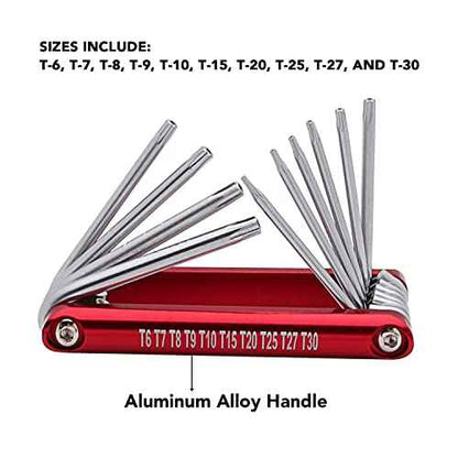 Chrome Vanadium Steel Wrench Set, 10-Piece, Includes Sizes T-6 to T-30