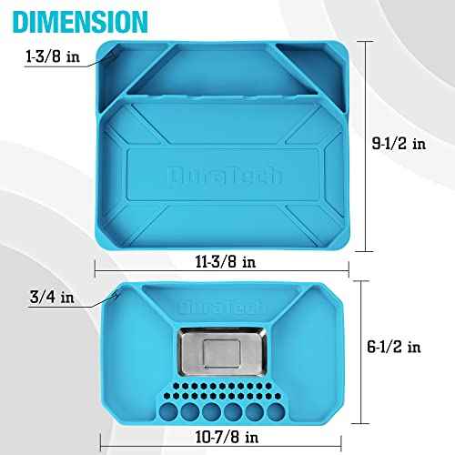 DURATECH 2-Piece Silicone Tool Tray, Premium Non-Slip Flexible Tool Organizer with Magnetic Tray, Tool Storage for Socket, Bolts and Nuts, Screwdriver bits, Gift for Christmas, Mechanic & Garage Tool