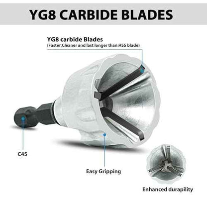 Deburring External Chamfer Tool with YG8 Carbide Blade, Deburring Drill Bit Set, Remove Burr Tools with Quick Release Shank, Repair Tools for Damaged Bolts Fits for 1/8"- 3/4" (3mm-19mm)
