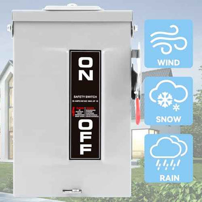 30 Amp Disconnect Switch,3 Pole Safety Switch,Non-Fusible,Indoor&Outdoor,Meeting NEMA 3R Standards,Galvanized Steel£¬Anti Corrosion and Rust Prevention,10-Year Warranty