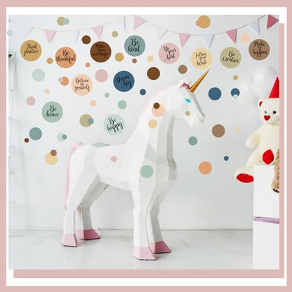 TaoBary 288 Pcs Polka Dot Wall Sticker Inspirational Wall Decal for Classroom Kids Motivational Quote Circle Wall Sticker Removable Lettering Positive Saying Sticker for Dance Yoga Gym (Lovely)