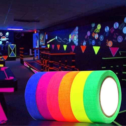 Neon Gaffer Cloth Tape,6 Colors Black Light Tape Sets,Fluorescent UV Blacklight Glow in The Dark Tape for UV Party (0.6 inch x 16.5 feet)