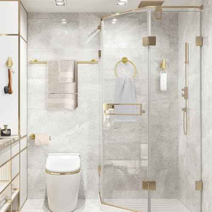 TURS Brushed Gold 8 Piece Bathroom Hardware Set, SUS304 Stainless Steel 24 Inch and 20 Inch Bath Towel Bar Set, Round Bathroom Accessories Kit Wall Mounted