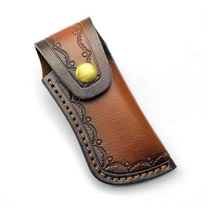 Leather Pocket Knife Sheath,Carry Snap Case for Folding Knife Pouch EDC Holster Belt Loop Brown Outdoor Hunting Camping Gift 4.33"