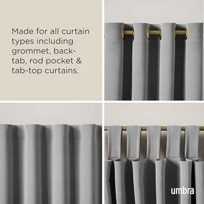 Umbra Cappa Modern 1" Curtain Rod, Includes 2 Matching Finials, Brackets & Hardware, Brass