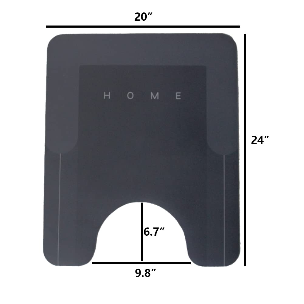 HelloTree 2Pcs Ultra Soft Napa Skin Bath Mat and U-Shaped Toilet Rug, Water Absorbent and Non Slip Shower Bath Rug for Bathroom, Tub and Shower - 20"x32"+20"x24", Dark Grey