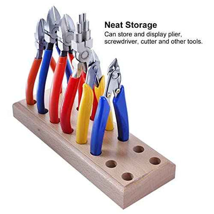 Plier Organizer Pine Wood Display Stand Base Wooden Cutter Holder Rack 16 Holes for Storage