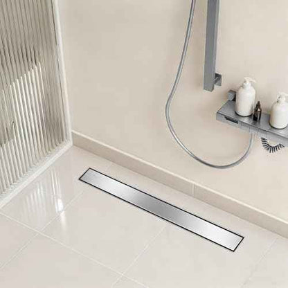 Linear Shower Drain, 24 Inch Brushed Nickel 304 Stainless Steel Shower Drain with Tile Insert Panels, Long Rectangle Shower Floor Drain with Adjustable Feet, Hair Catcher, Fits Bathroom, Balcony