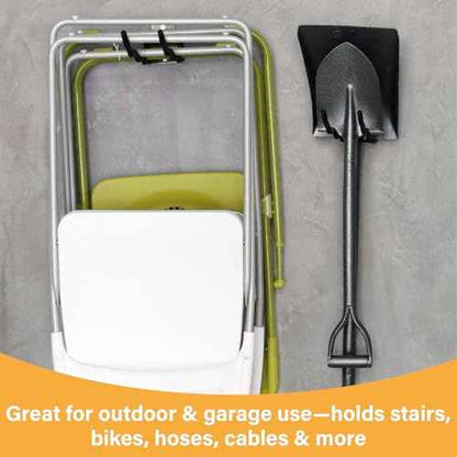 Heavy Duty Garage Hooks - 6 Pack Wave Hooks for Shovels, Chairs Tools - Durable 12" Ladder Hanger, Ideal for Garden, Garage, Yard Tool Organization