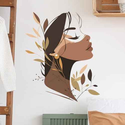 Boho Woman Wall Decals Removable Modern Feminine Vinyl Stickers for Living Room Girls Bedroom and Office Decor Peel and Stick Minimalist Wall Art