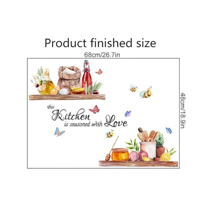 Bee Butterfly Wall Stickers Food Lettering Quotes Sayings Peel and Stick Vinyl Wall Decals for Kitchen Dining Room Restaurant
