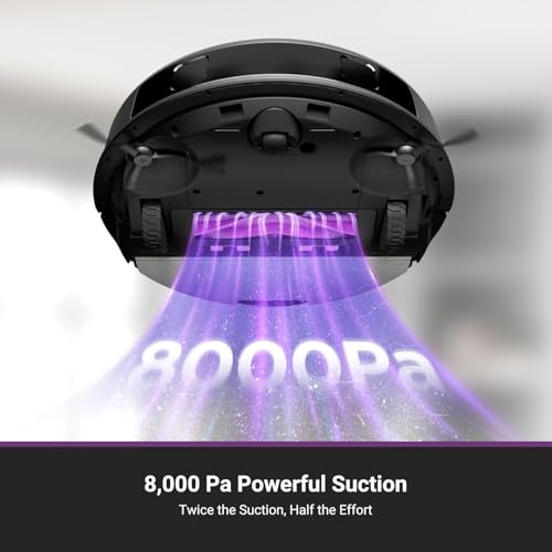 Eureka E20 Plus Robot Vacuum and Mop Combo, Robot Vacuum Cleaner with Bagless Self Emptying Station, 45-Day Capacity 8000Pa Suction and Anti Hair-Tangling Brush App Control LiDAR Navigation