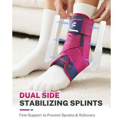 Ankle Brace for Women with Quick Lace Up, Adjustable Figure 8 Compression Support for Achilles Tendonitis, Ankle Sprain & Swelling Relief for Volleyball, Running & Daily Wear, M