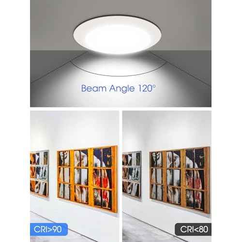 6 Pack 6 Inch LED Disk Light, Dimmable Flush Mount Ceiling Lights, Daylight 5000K, 15W 1100LM, CRI 90+, Low Profile Surface Mount Ceiling Disc Light, Wet Rated, Installs into Junction Box, ETL & FCC