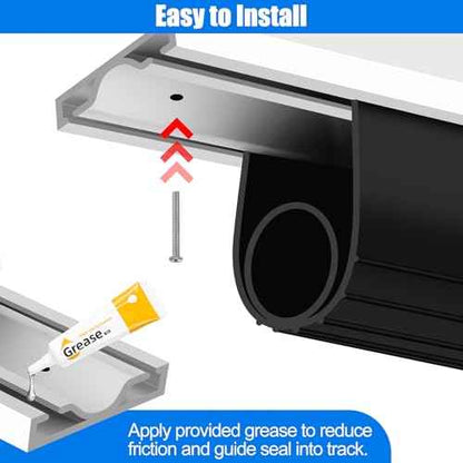 ToLanbbt Garage Door Bottom Rubber Seals, 16.4 FT Pre-drilled Aluminum Track Retainer Kit, Garage Door Weather Stripping Kit Universal U+O Ring Weatherproof Rubber Bottom Strip (1.57" Width, Black)