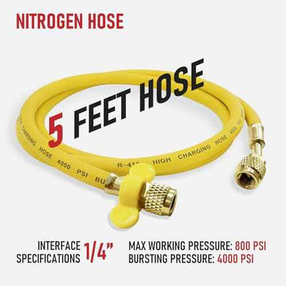 RX WELD Nitrogen Regulator with 0-1000 PSI CGA580 Inlet, Delivery Pressure Equipment Brass Inlet Outlet Connection Gauges with Refrigeration Hose