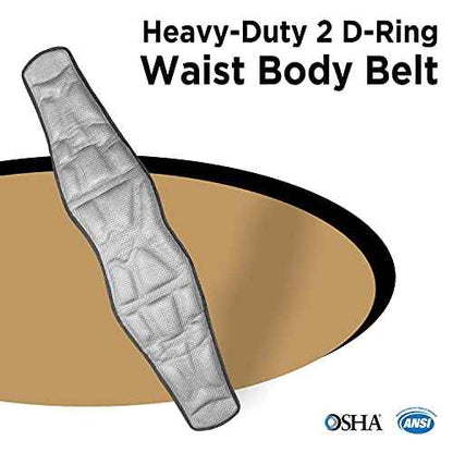 AFP Heavy-Duty 2 D-Ring Waist Body Belt w/Tongue Buckle Premium Stitching (OSHA/ANSI PPE)