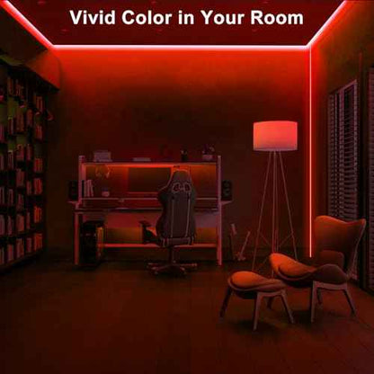 32.8ft Red COB Led Strip Lights with RF Remote, Dimmable Bright Dotless Adhesive Indoor Led COB Light Strip for Cabinet, Painting, Room, Bed