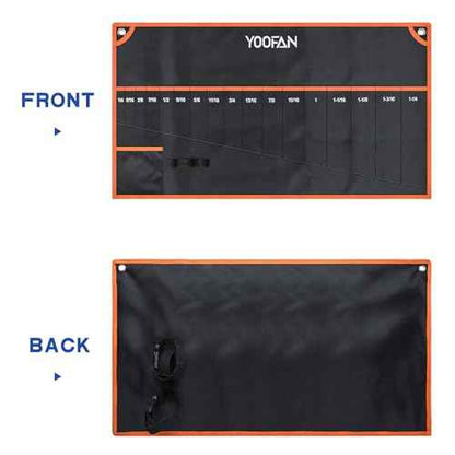 YOOFAN Wrench Roll Up Pouch ? Wrench Organizer Bag with Handle, Wrench Holder for Hanging (17+1 SAE)