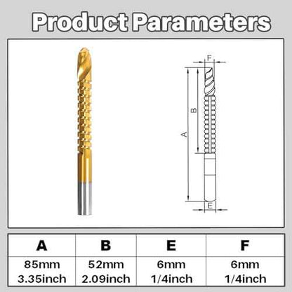 Tapered Reamer Set with T Handle, 3-13mm (1/8''-1/2'') & 5-16mm (3/16"-5/8") 6 Fluted, Carbon Steel Hex Shank for Guitar Woodworking - 2pcs