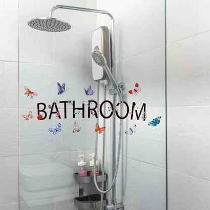 2pcs Bathroom Wall Decals Stickers Decor DIY Removable for Wash Room Door Signs Vinyl Lettering Sticker Home Decoration