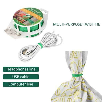 Twist Ties - 328ft Plant Ties PE-Coated Garden Ties with Cutter for Gardening Tomatoes Vines and Office Home Cable Organizing (1Reel/Green)¡¦