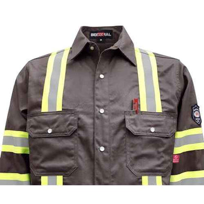 BOCOMAL FR Shirts High Visibility/Hi Vis Flame Resistant/Fire Retardant Shirt 7.5oz Men's Reflective Shirts